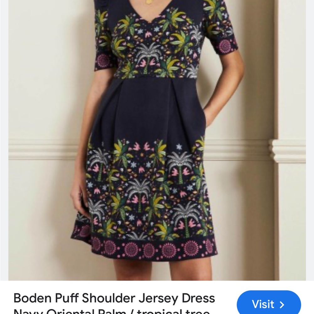 Boden floral dress navy blue size uk10 us large - Picture 5 of 5